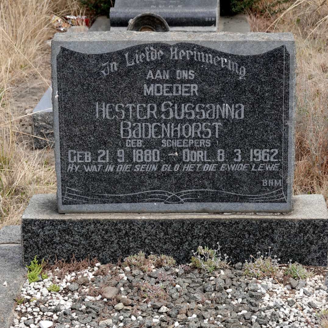 BADENHORST Hester Sussanna nee SCHEEPERS 1880-1962