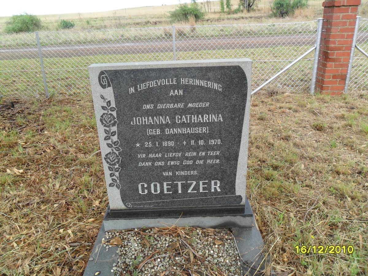 COETZER Johanna Catharina nee DANNHAUSER 1890-1970