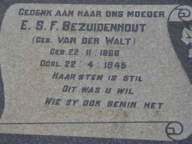 BEZUIDENHOUT E.S.F. nee VAN DER WALT 1866-1945