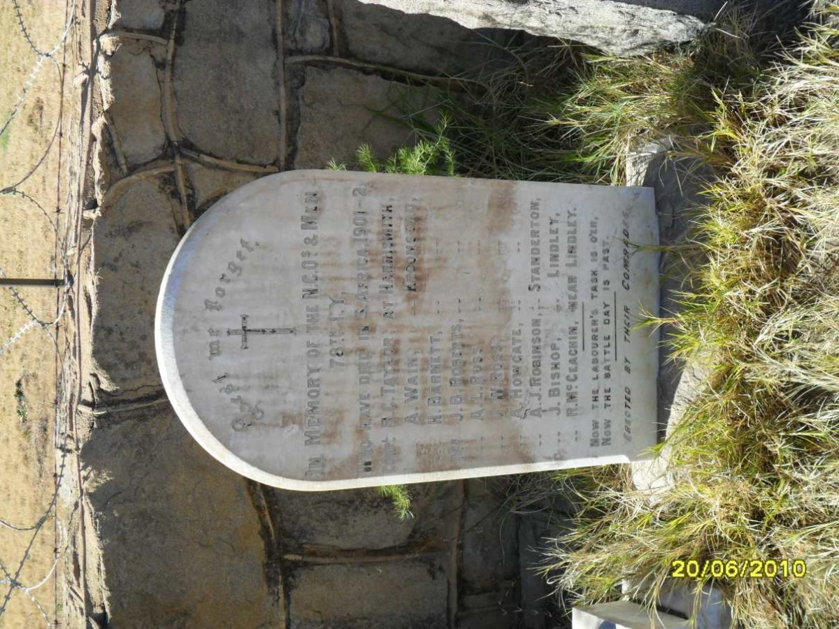 78th LY - NCO's &amp; Men who died in South Africa 1901-1902