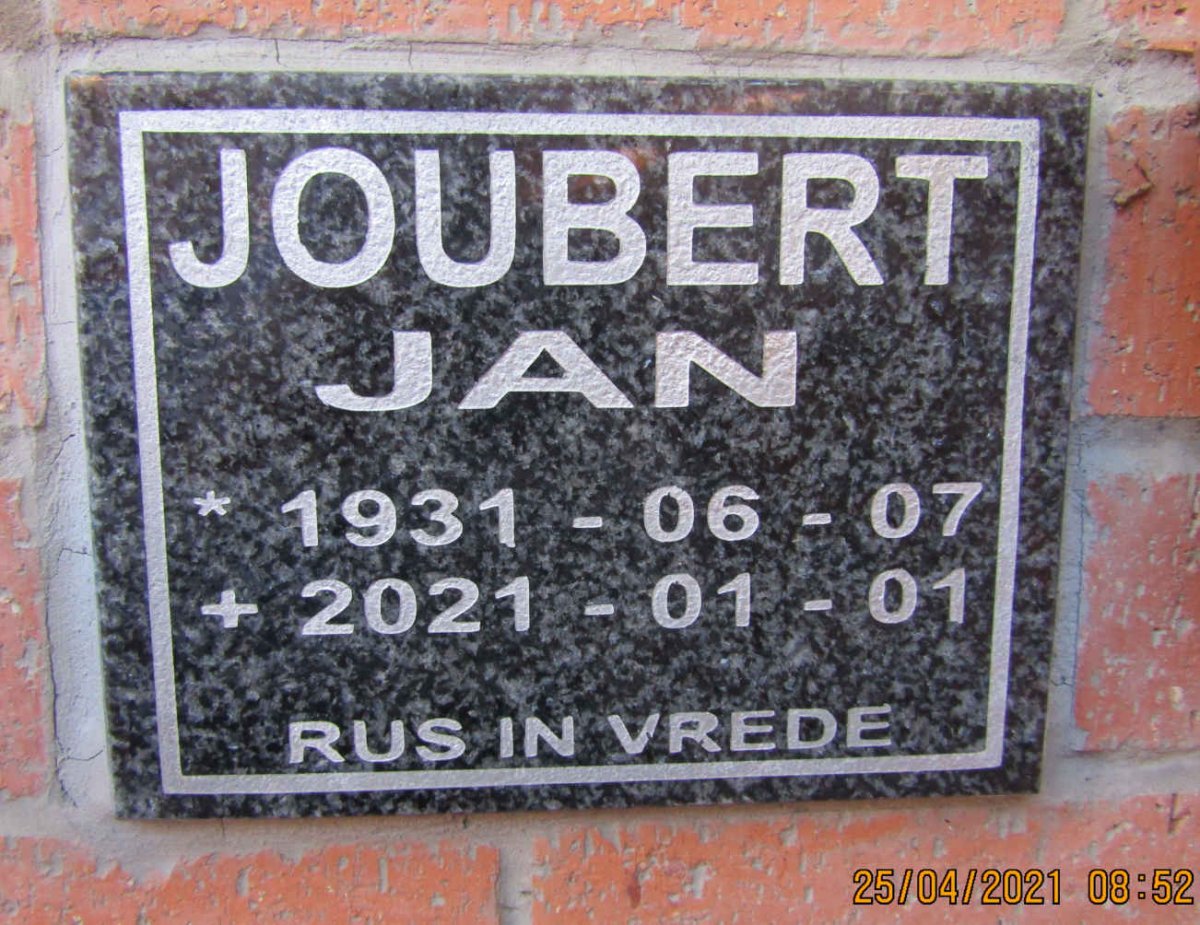 JOUBERT Jan 1931-2021