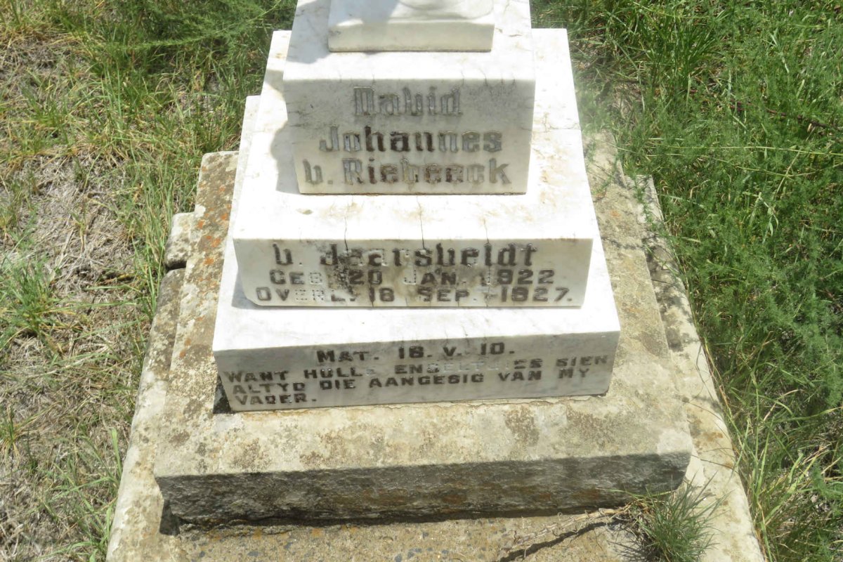 JAARSVELDT David Johannes van Riebeeck, van 1922-1927