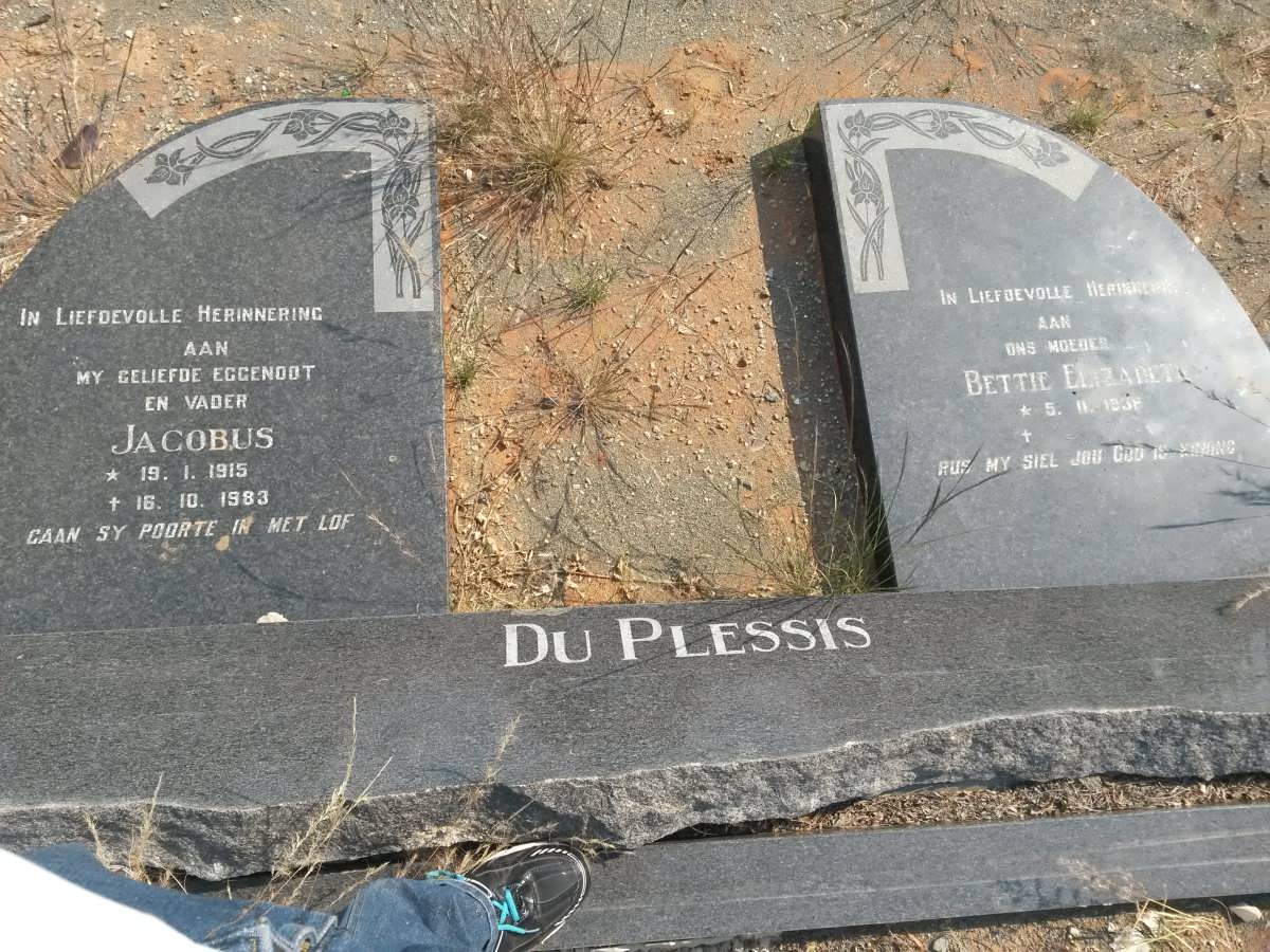 PLESSIS Jacobus, du 1915-1983 &amp; Bettie Elizabeth 1936-