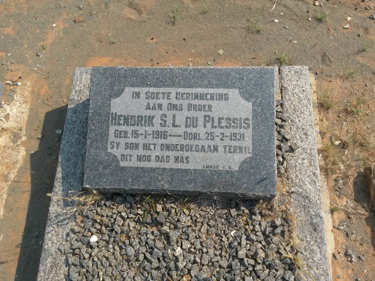 PLESSIS Hendrik S.L., du 1916-1931