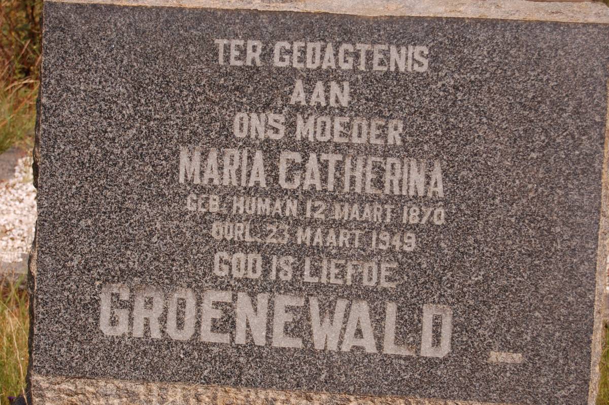 GROENEWALD Maria Catherina nee HUMAN 1870-1949