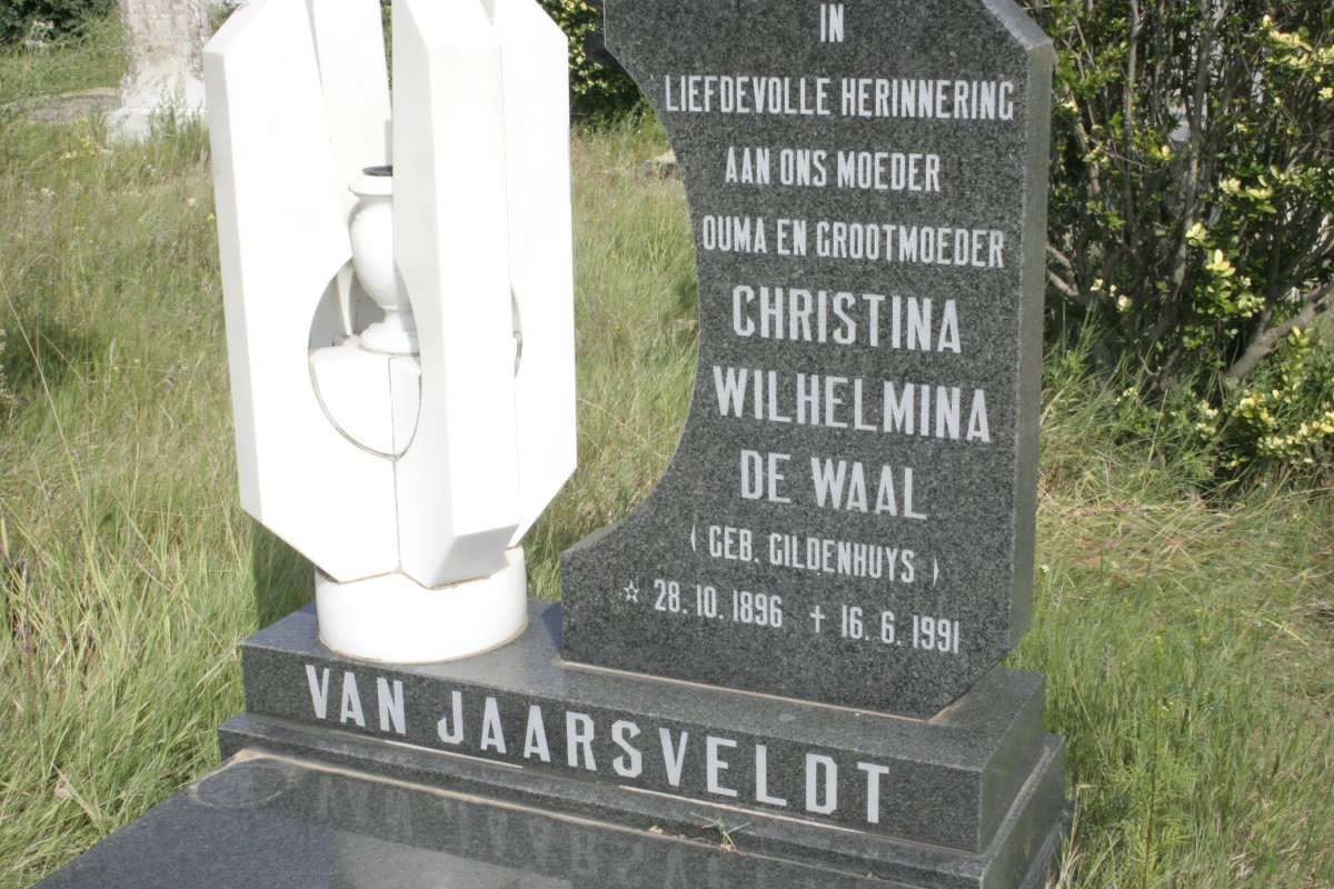 JAARSVELDT Christina Wilhelmina De Waal, van nee GILDENHUYS 1896-1991