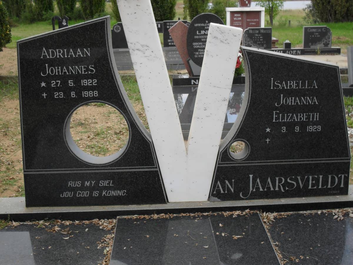 JAARSVELDT Adriaan Johannes, van 1922-1988 &amp; Isabella Johanna Elizabeth 1929-