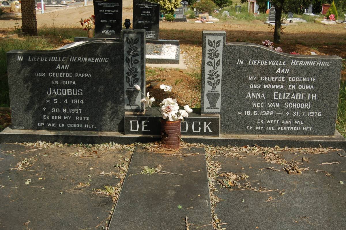 KOCK Jacobus, de 1914-1997 &amp; Anna Elizabeth VAN SCHOOR 1922-1976