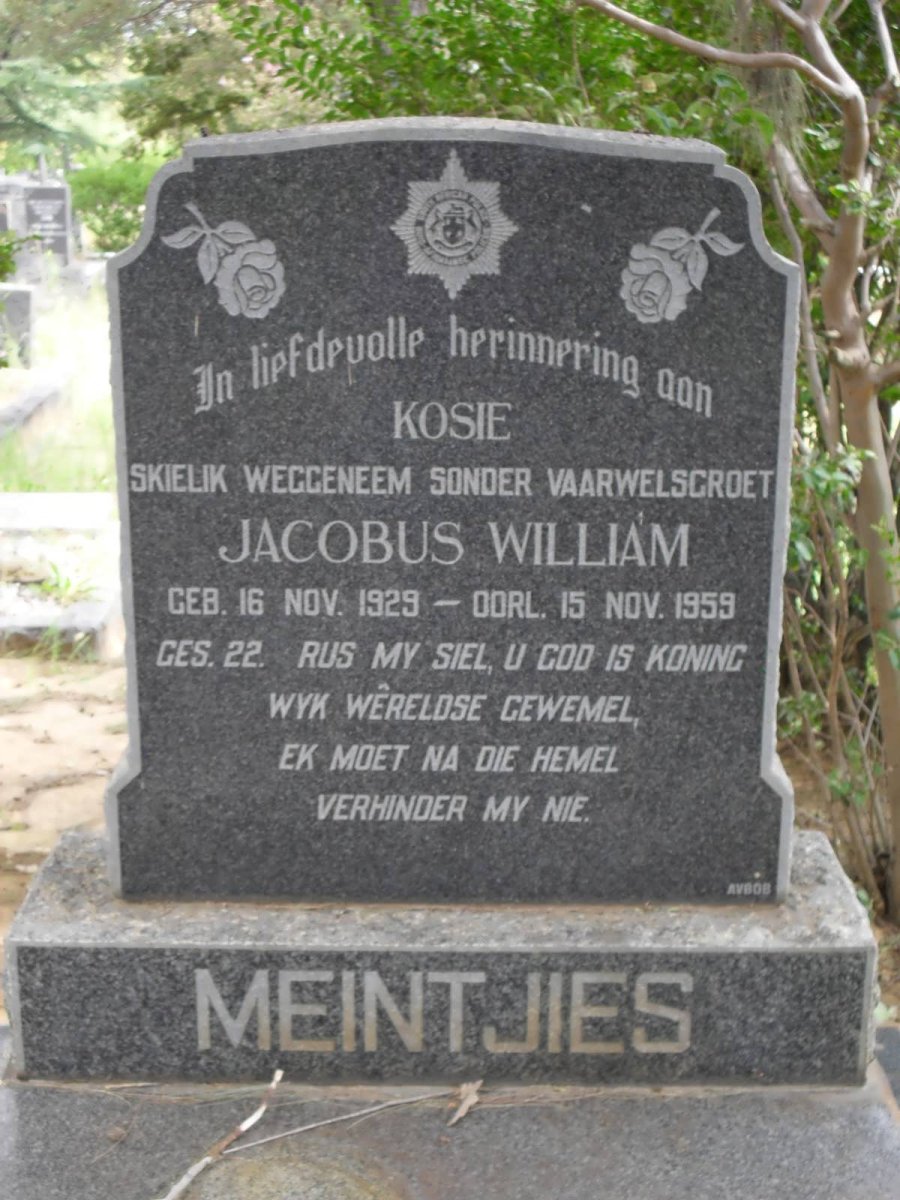 MEINTJES Jacobus William 1929-1959