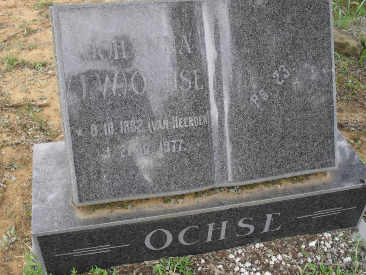 OCHSE J.W. nee VAN HEERDEN 1882-1977