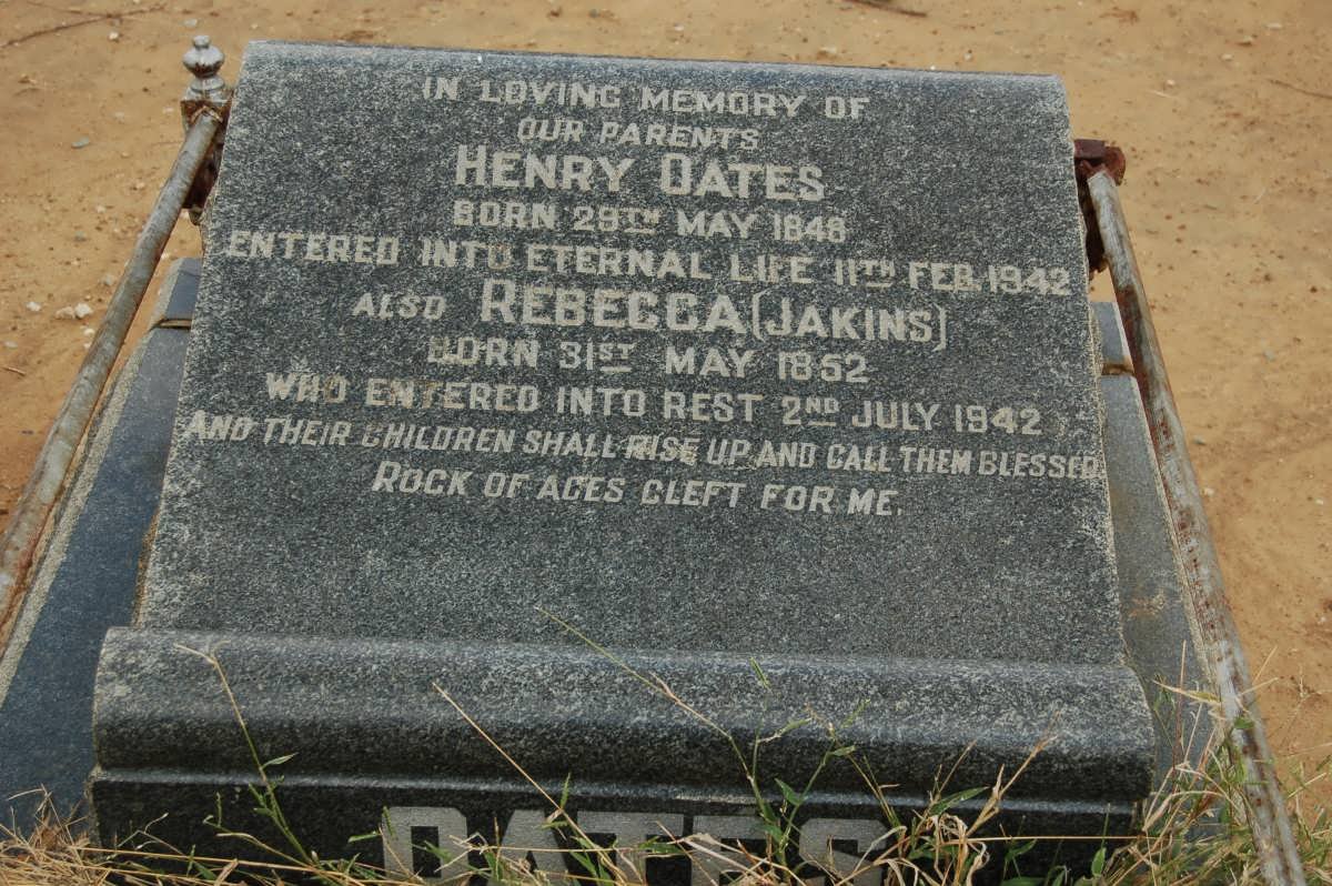 OATES Henry 1848-1942 &amp; Rebecca JAKINS 1852-1942