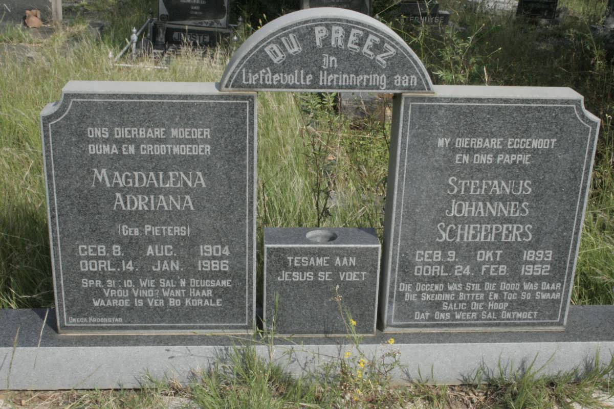 PREEZ Stefanus Johannes Scheepers, du 1893-1952 &amp; Magdalena Adriana PIETERS 1904-1986