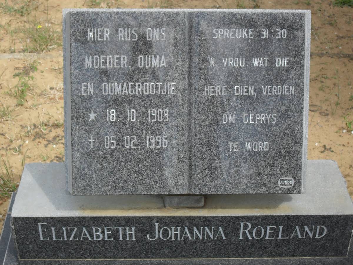 ROELAND Elizabeth Johanna 1909-1996