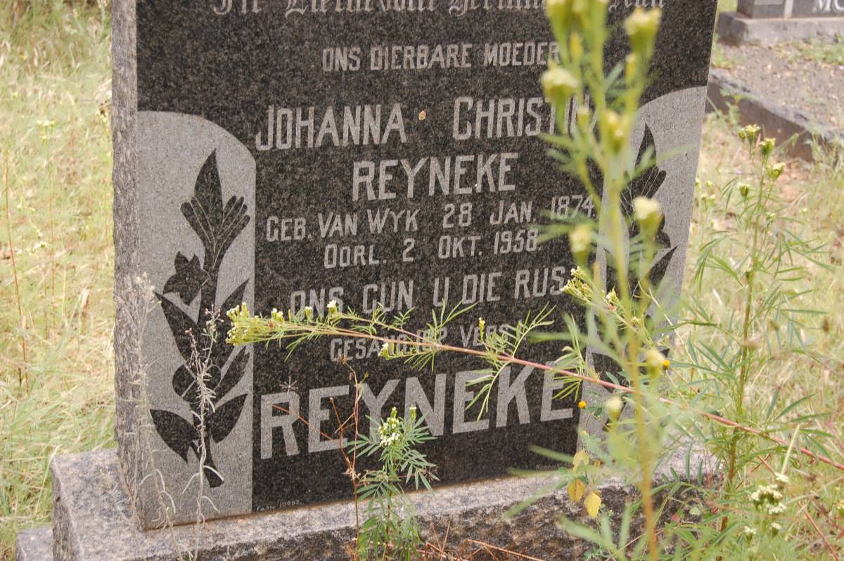 REYNEKE Johanna Christina nee VAN WYK 1874-1958
