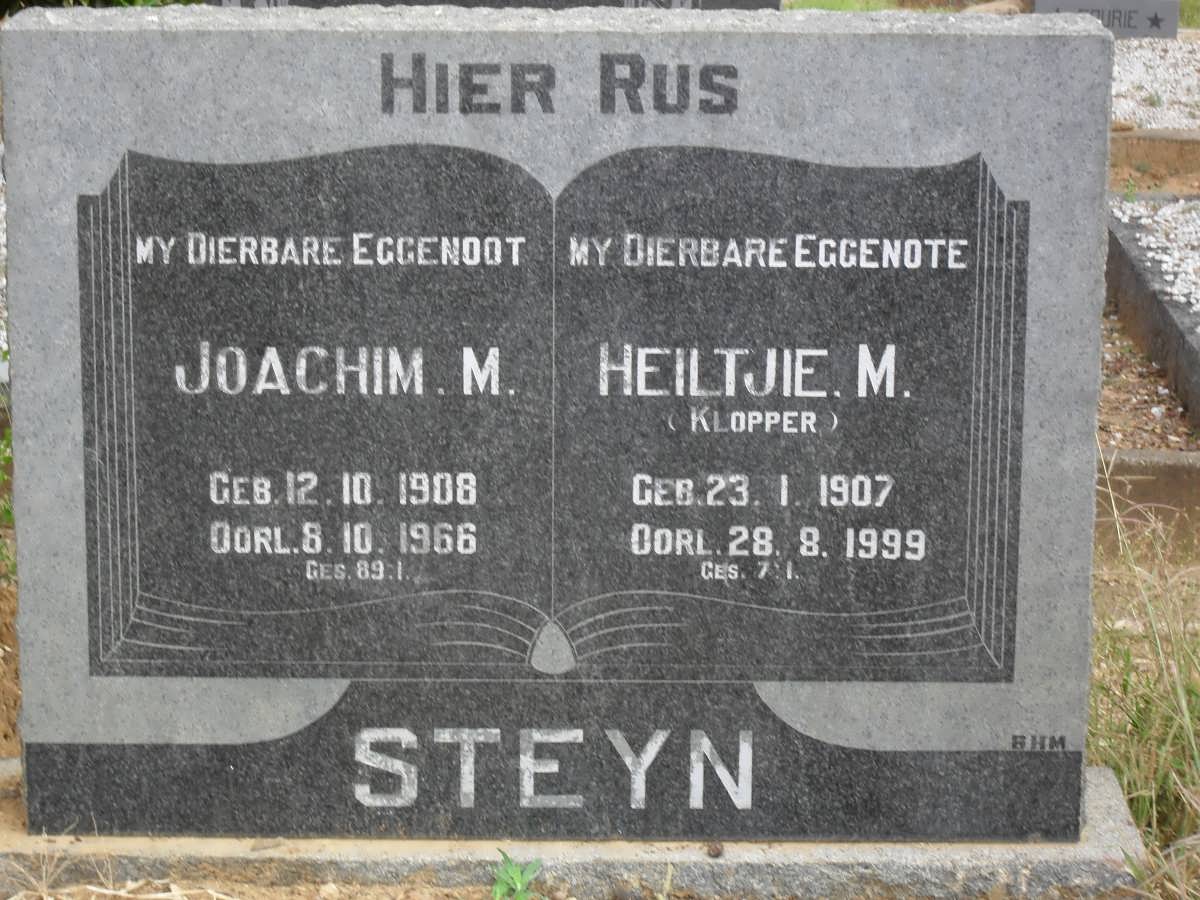 STEYN Joachim M. 1908-1966 &amp; Heiltjie M. KLOPPER 1907-1999
