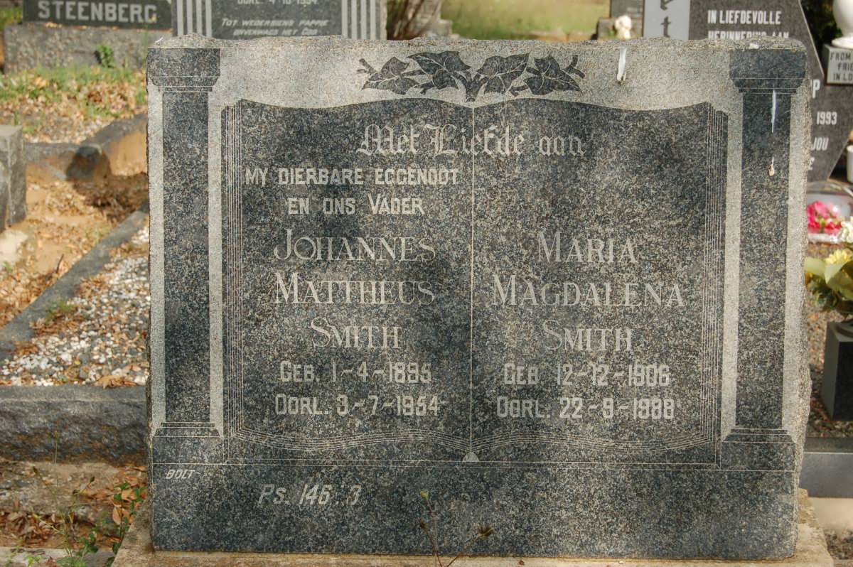 SMITH Johannes Mattheus 1895-1954 &amp; Maria Magdalena 1906-1988