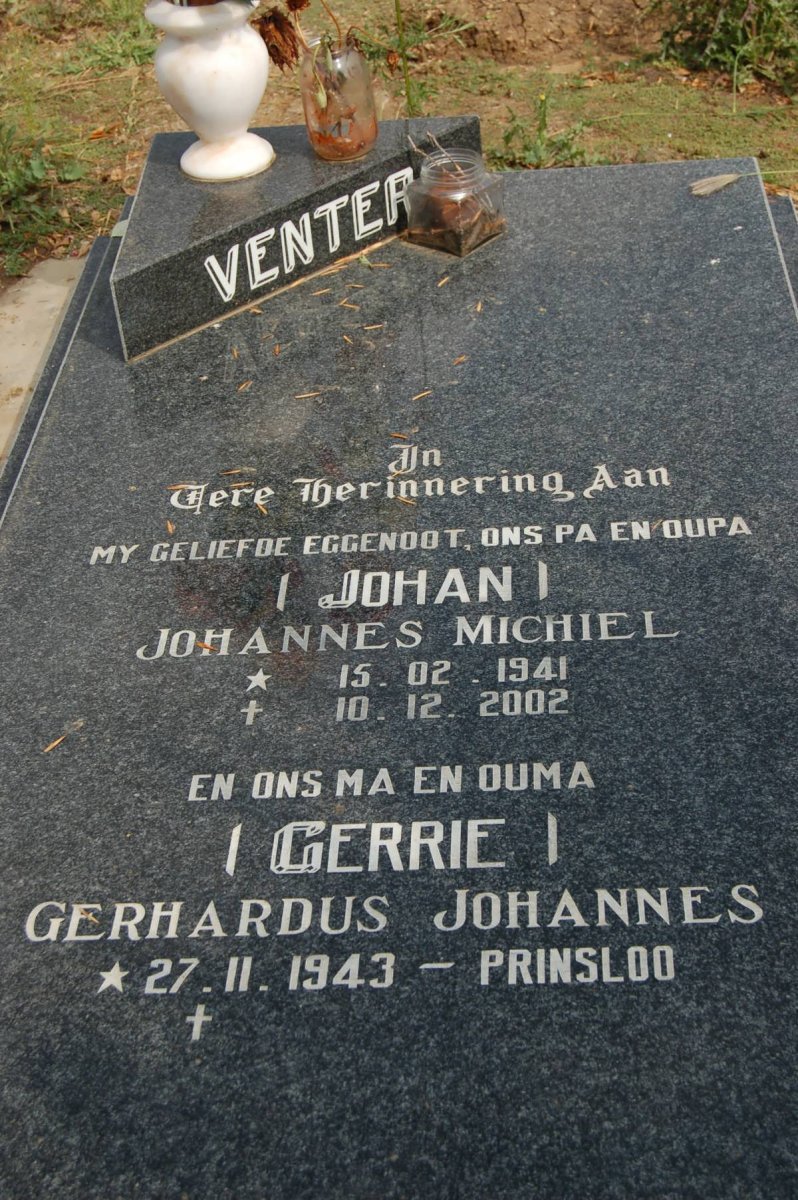 VENTER Johannes Michiel 1941-2002 &amp; Gerhardus Johannes PRINSLOO 1943-