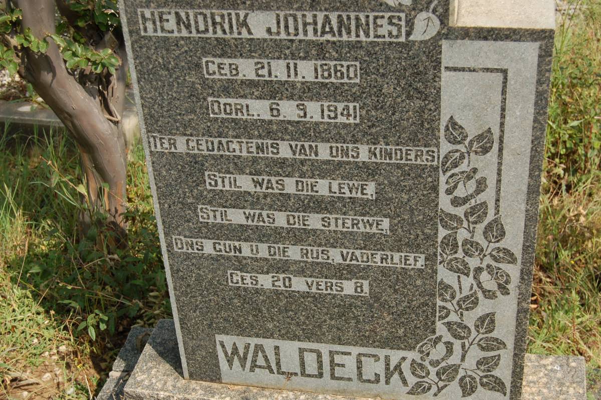 WALDECK Hendrik Johannes 1860-1941