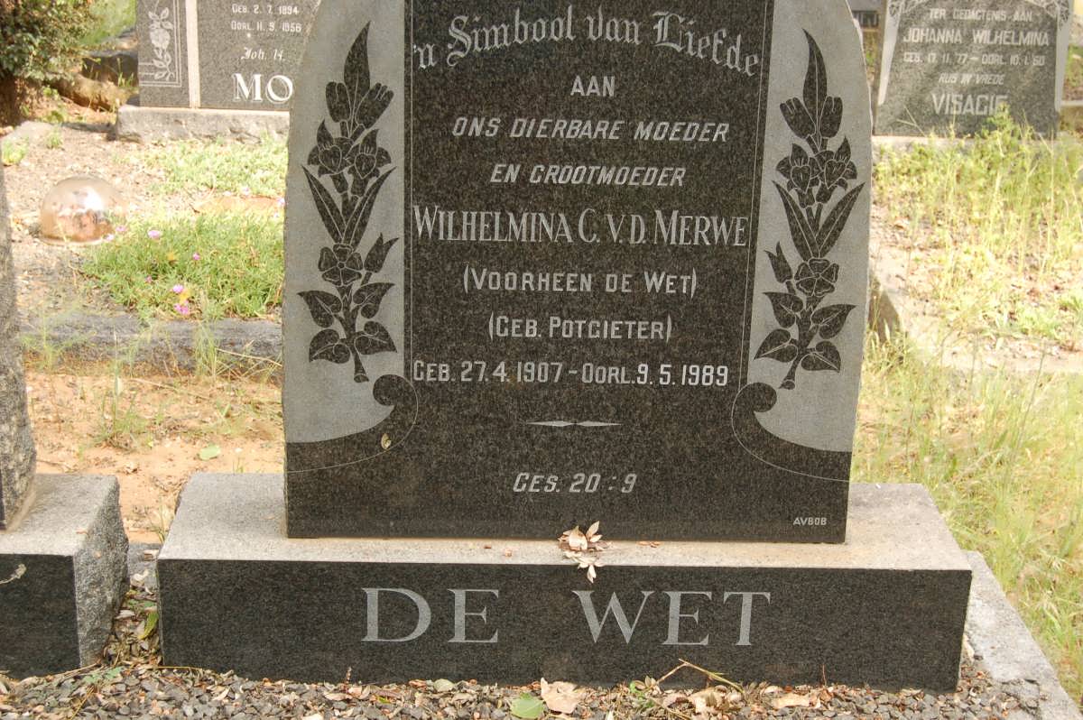 WET Wilhelmina C. voorheen DE WET nee POTGIETER 1907-1989