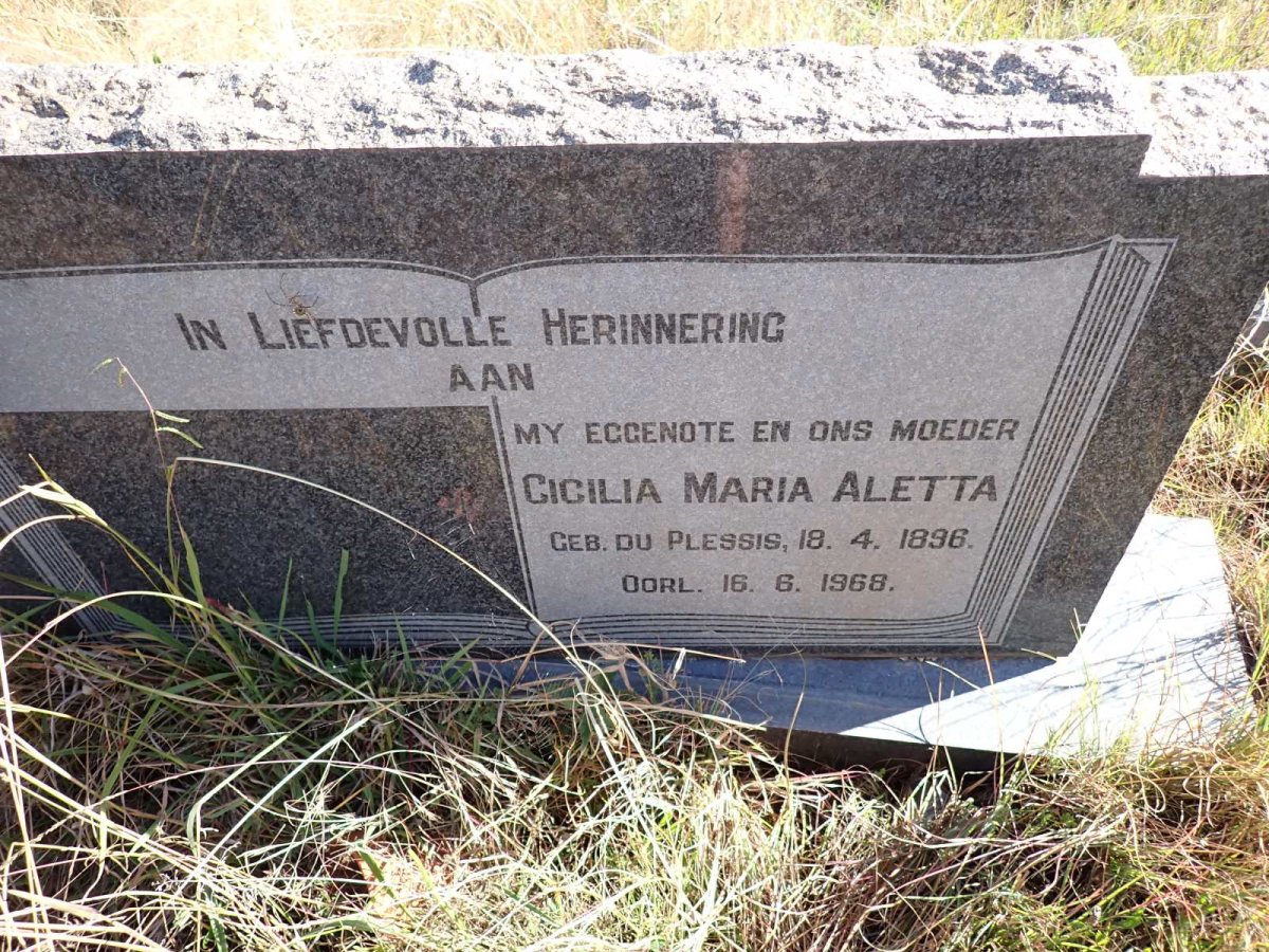 ? Cicilia Maria Aletta nee DU PLESSIS 1896-1968