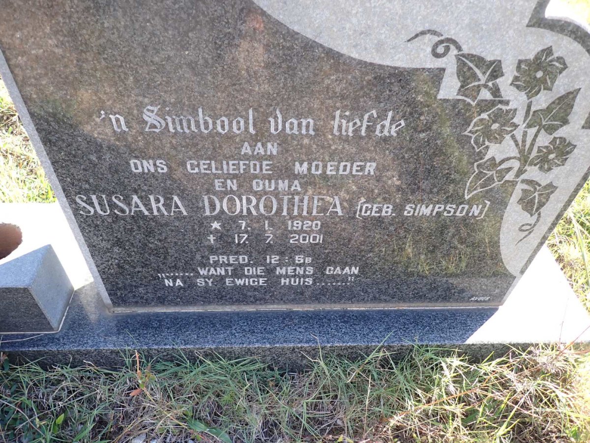 ? Susara Dorothea nee SIMPSON 1920-2001