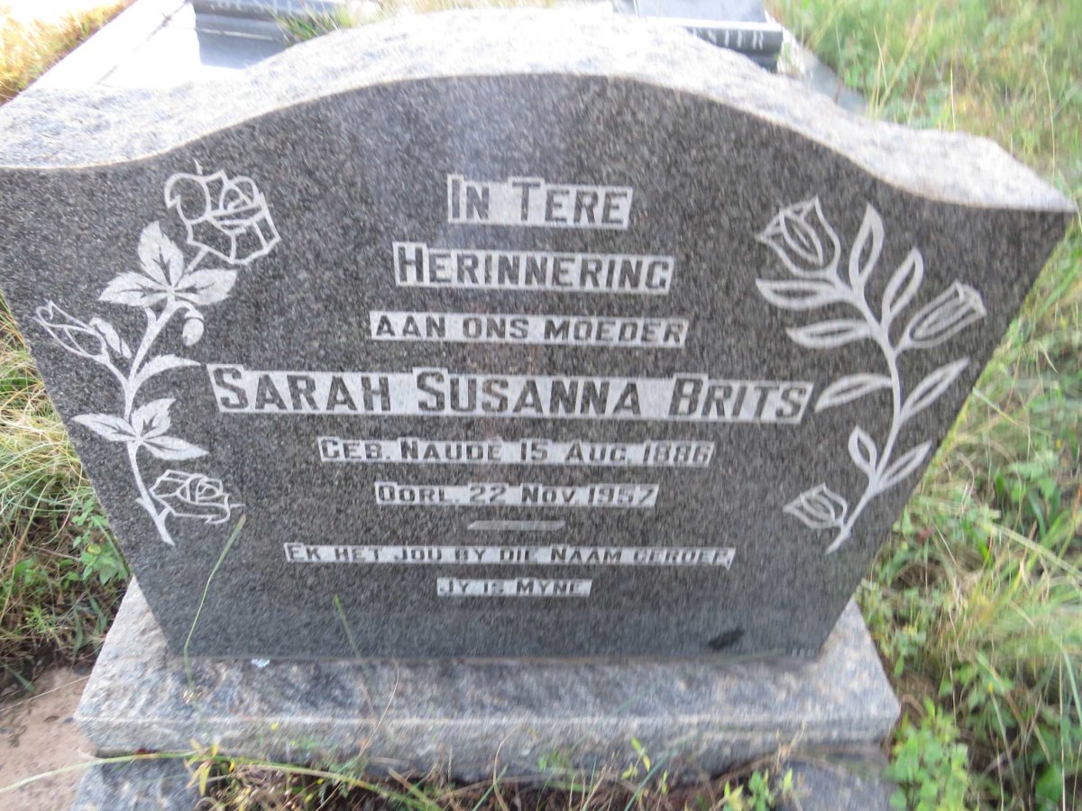 BRITS Sarah Susanna nee NAUDE 1886-1957