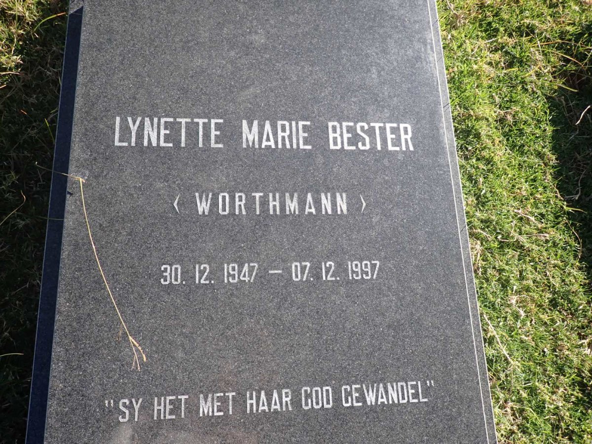 BESTER Lynette Marie nee WORTHMANN 1947-1997