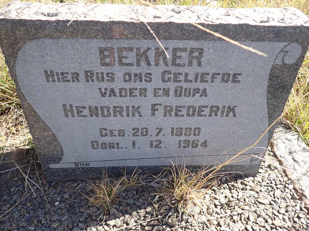 BEKKER Hendrik Frederik 1880-1964