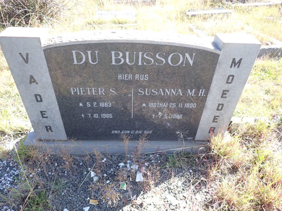 BUISSON Pieter S., du 1883-1965 &amp; Susanna M.H. BOTHA 1890-1966