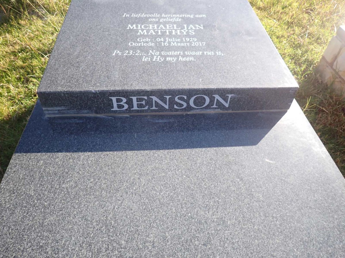BENSON Michael Jan Matthys 1929-2017