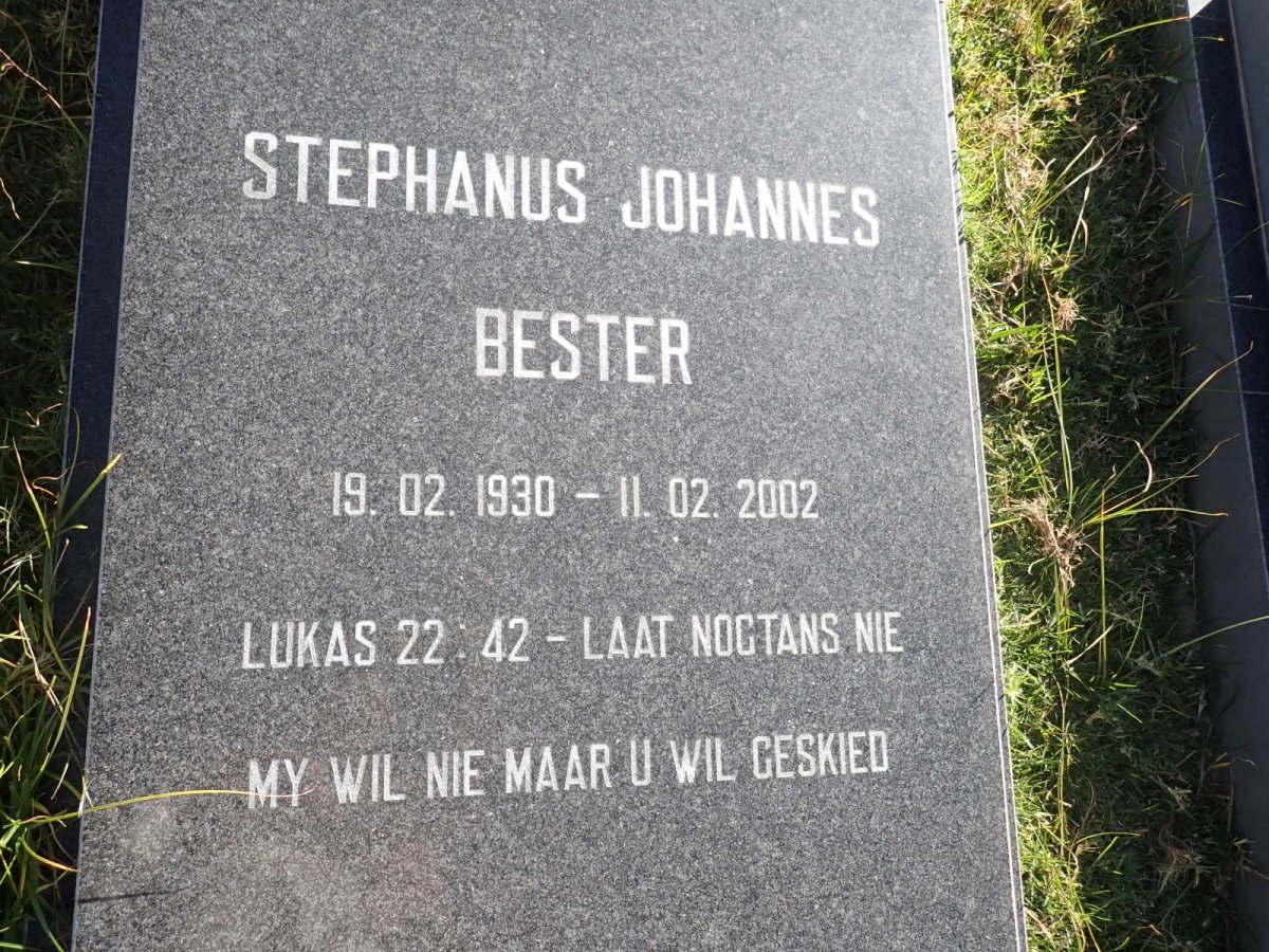 BESTER Stephanus Johannes 1930-2002