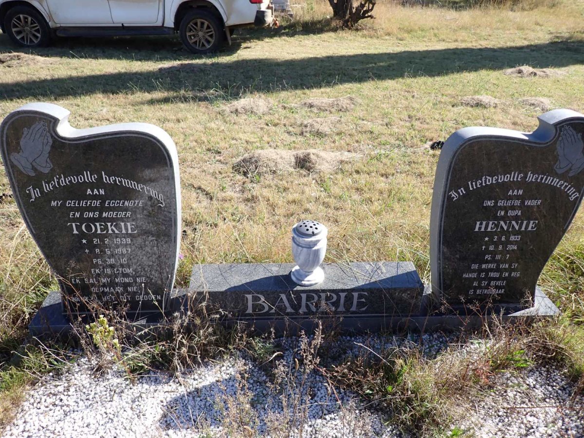 BARRIE Hennie 1933-2014 & Toekie 1939-1987