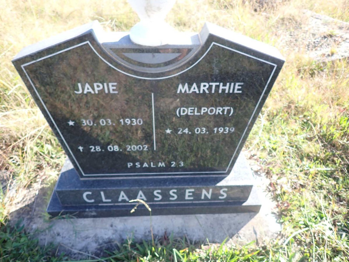 CLAASSENS Japie 1930-2002 &amp; Marthie DELPORT 1939-