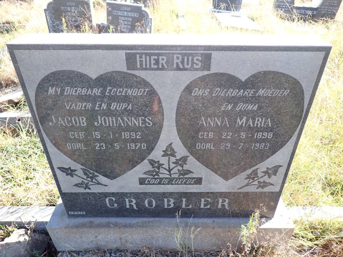 GROBLER Jacob Johannes 1892-1970 &amp; Anna Maria 1898-1983