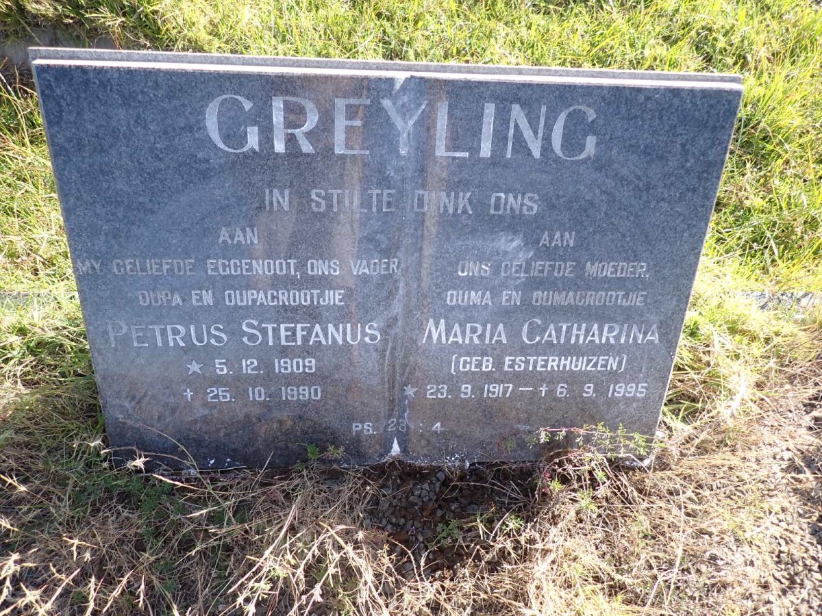 GREYLING Petrus Stefanus 1909-1990 & Maria Catharina ESTERHUIZEN 1917-1995