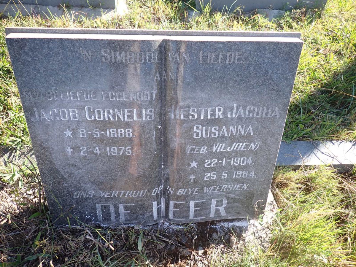 HEER Jacob Cornelis, de 1888-1975 &amp; Hester Jacoba Susanna VILJOEN 1904-1984