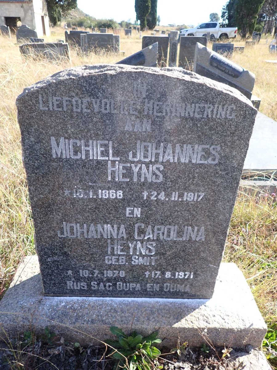 HEYNS Michiel Johannes 1868-1917 & Johanna Carolina SMIT 1870-1971