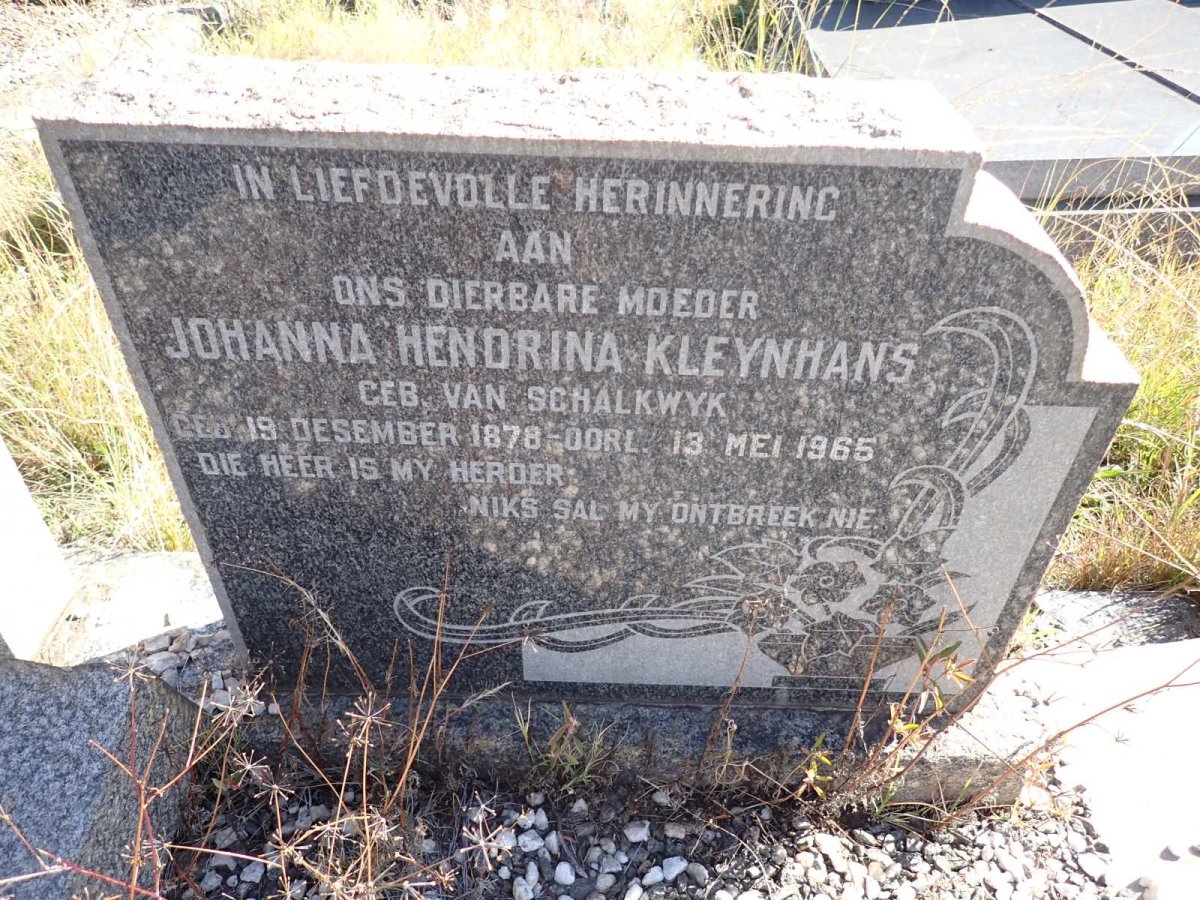 KLEYNHANS Johanna Hendrina nee VAN SCHALKWYK 1878-1965