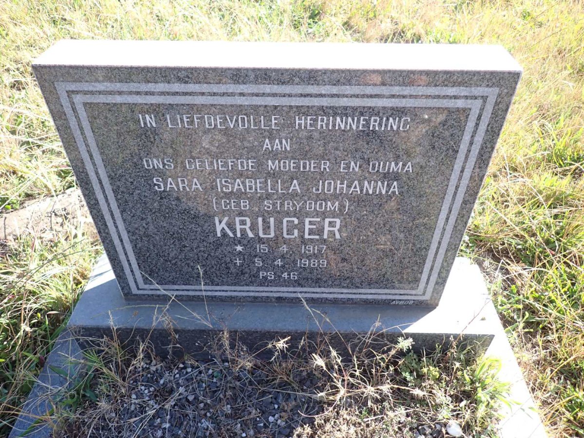 KRUGER Sara Isabella Johanna nee STRYDOM 1917-1989