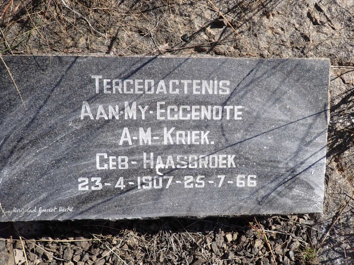 KRIEK A.M. nee HAASBROEK 1907-1966