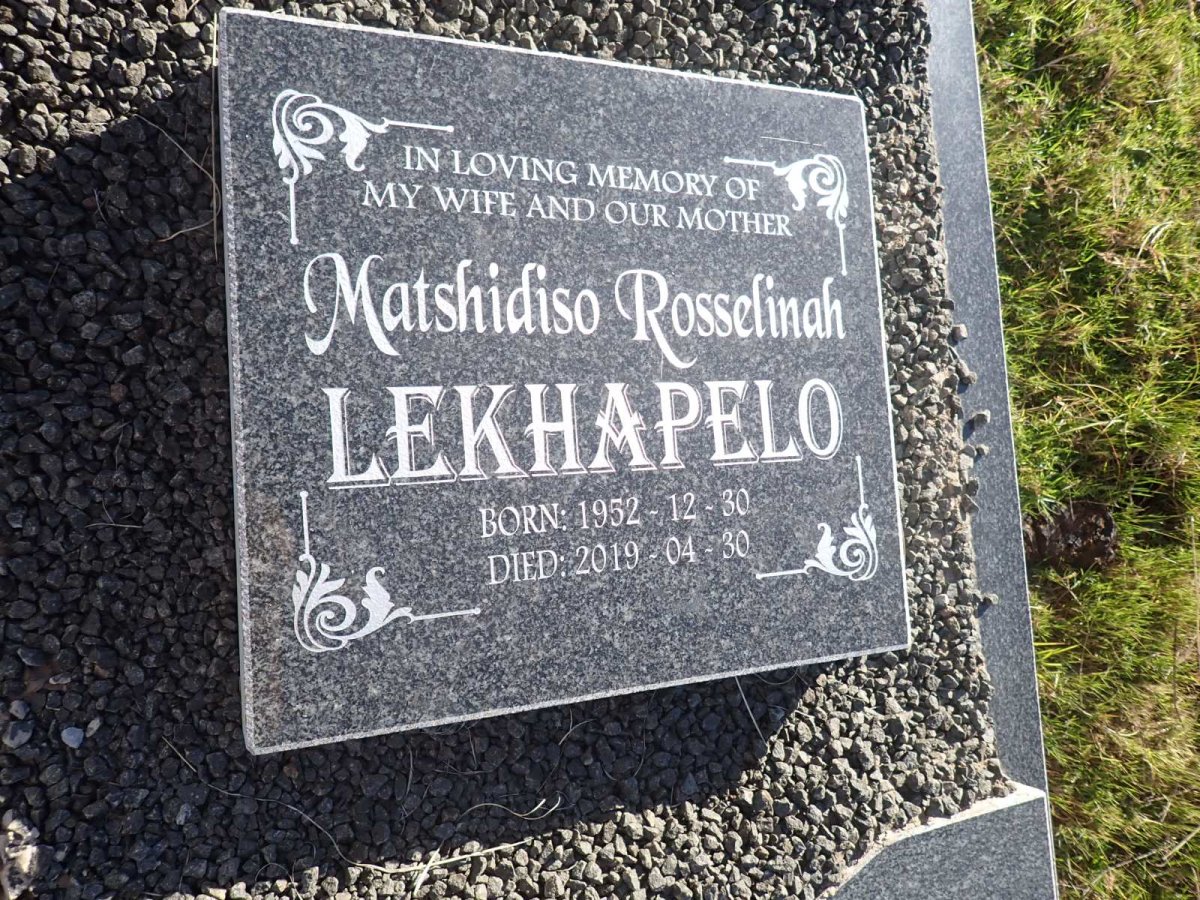 LEKHAPELO Matshidiso Rosselinah 1952-2019