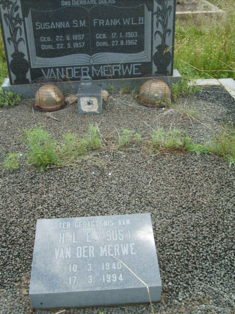 MERWE Frank W.L.B., van der 1903-1962 &amp; Susanna S.M. 1897-1957