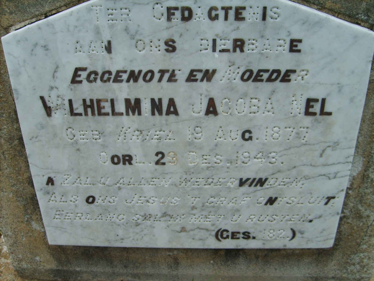 NEL Wilhelmina Jacoba nee KRIEL 1877-1943