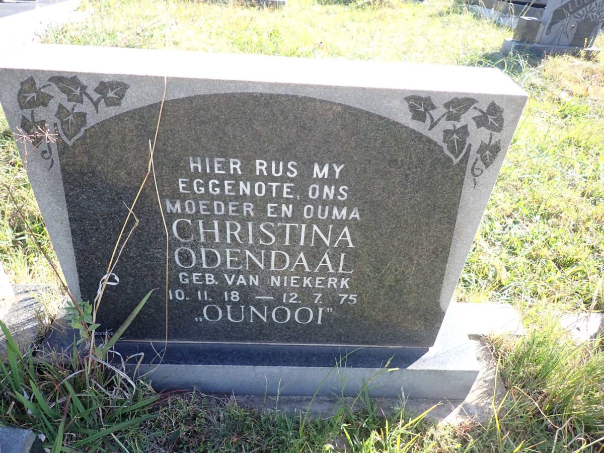 ODENDAAL Christina nee VAN NIEKERK 1918-1975