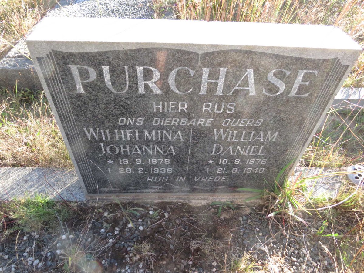 PURCHASE William Daniel 1876-1940 & Wilhelmina Johanna 1878-1936
