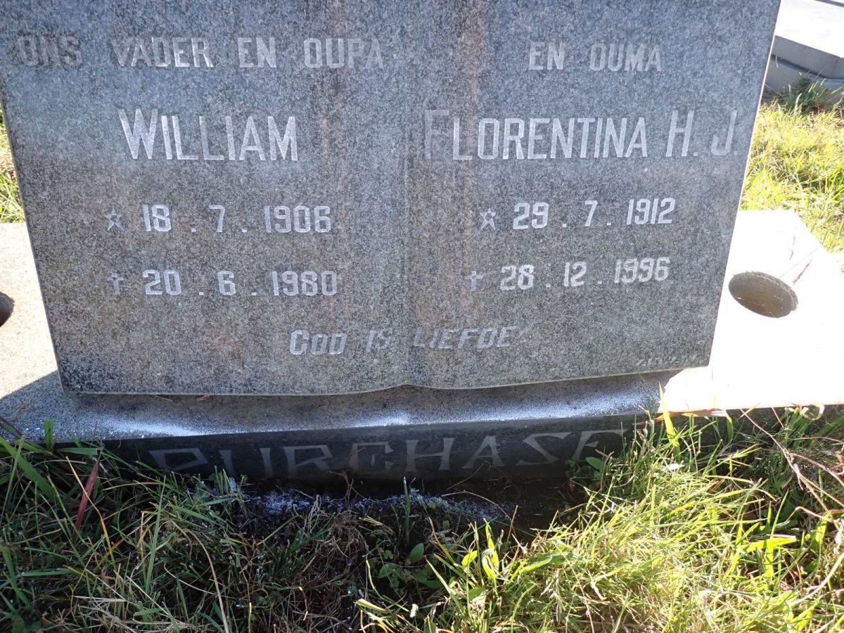 PURCHASE William 1906-1980 &amp; Florentina H.J. 1912-1996