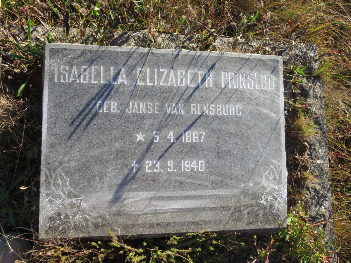 PRINSLOO Isabella Elizabeth nee JANSE VAN RENSBURG 1867-1940