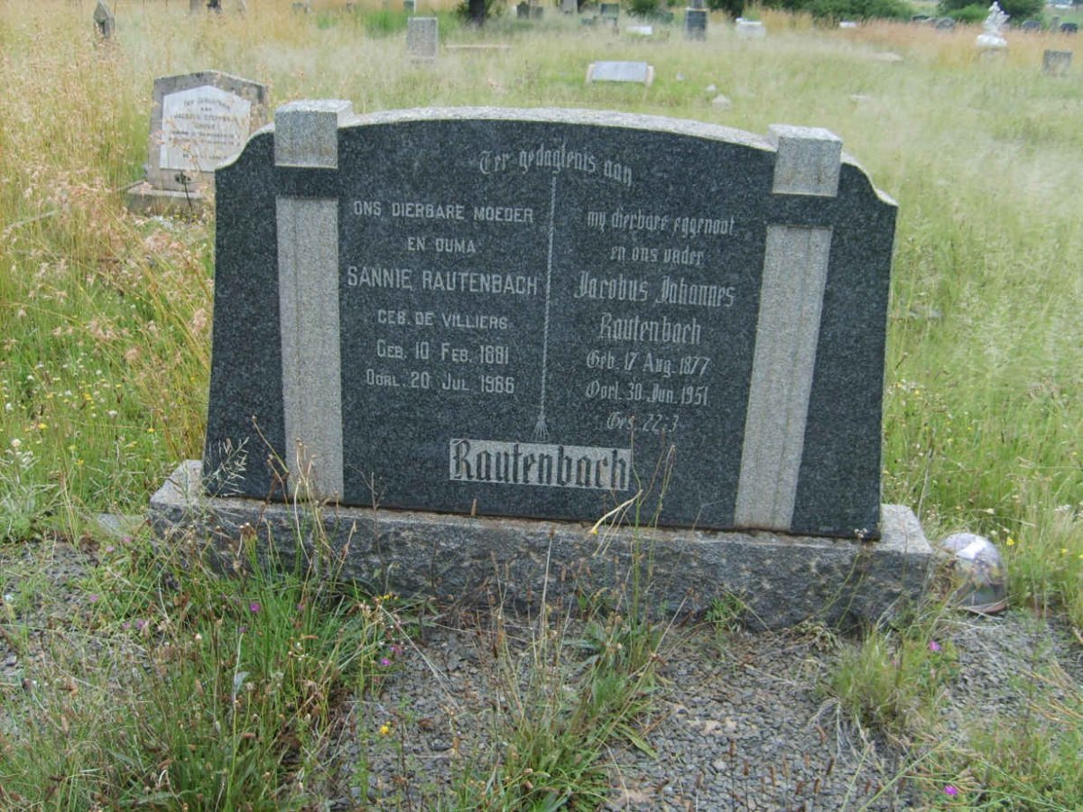 RAUTENBACH Jacobus Johannes 1877-1951 &amp; Sannie DE VILLIERS 1881-1966