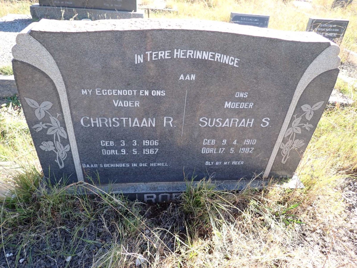 ROETS Christiaan R. 1906-1967 & Susarah S. 1910-1982