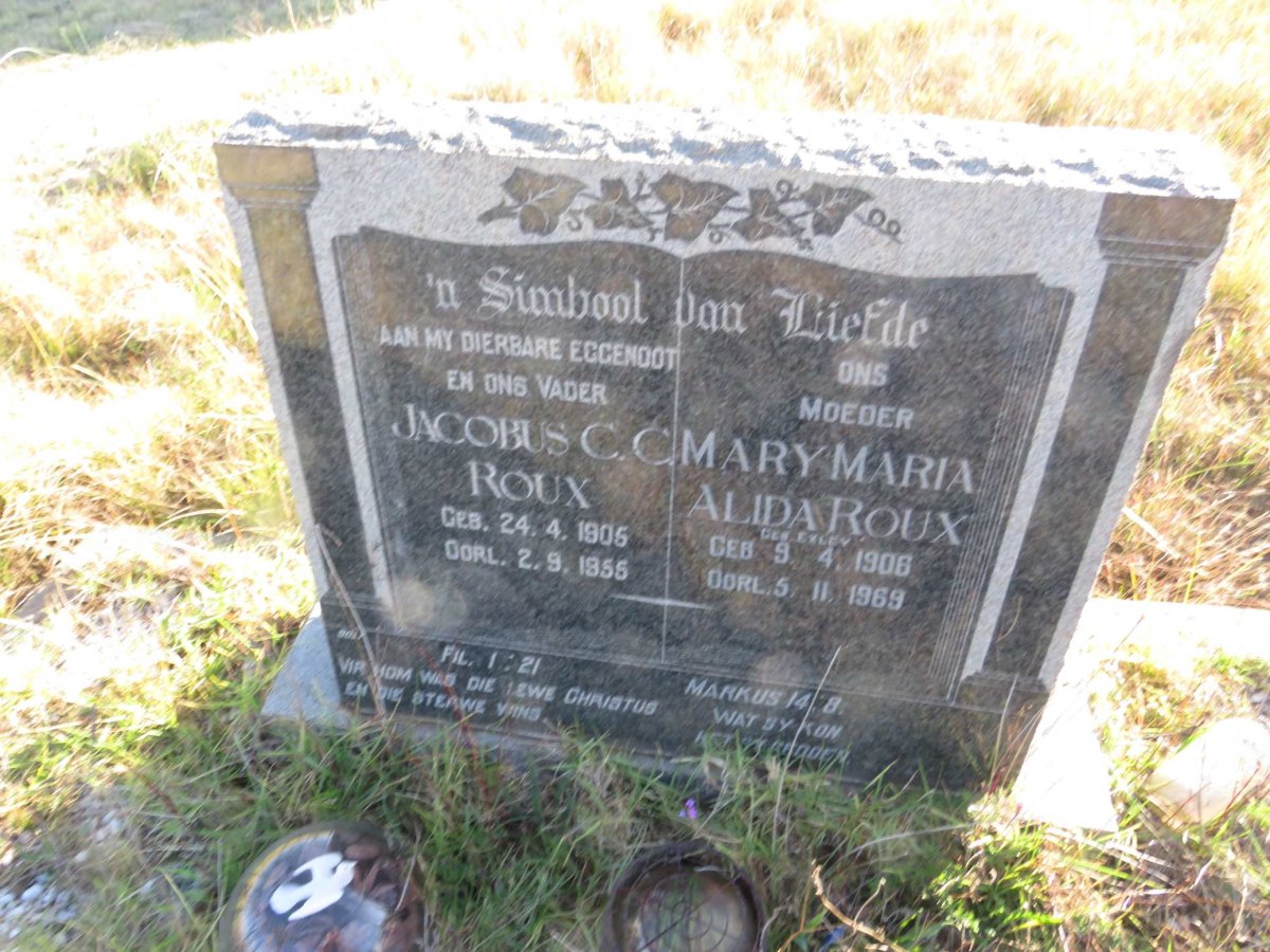 ROUX Jacobus C.C. 1906-1955 & Mary Maria Alida EXLEY 1906-1969